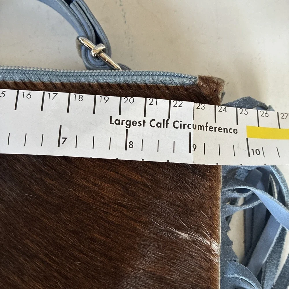 Western Linen TX—Cowhide Crossbody Fringe LTD Bag Blue Homestead Coastal Cowgirl